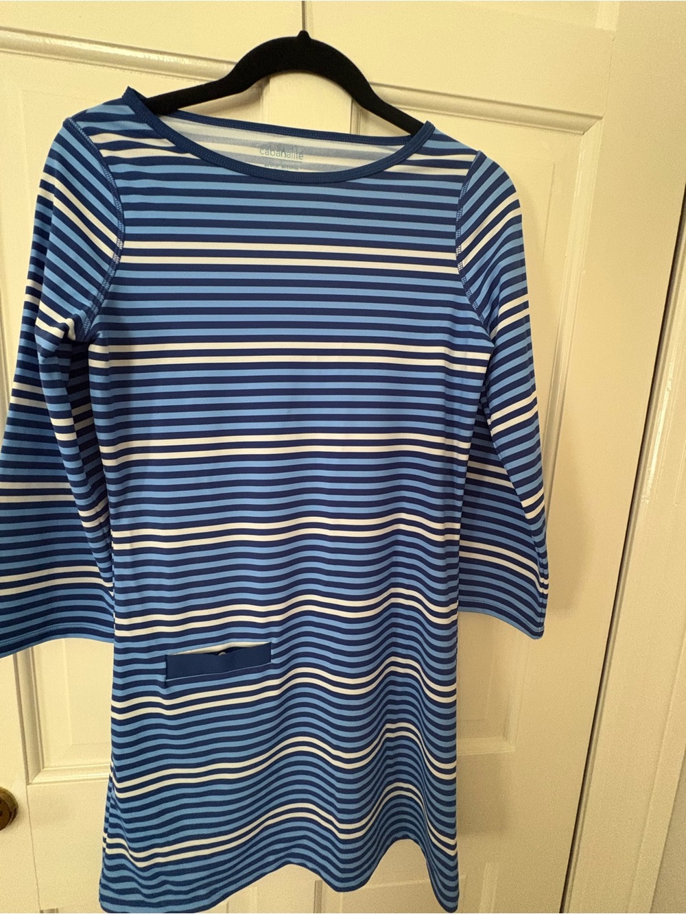 Cabana Life Women’s Blue Striped Boatneck Tunic Top SPF